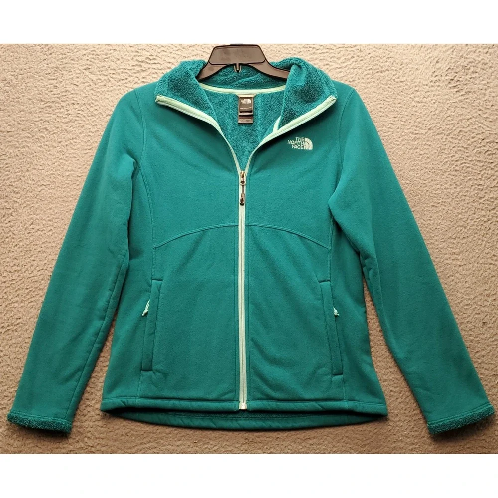 The North Face Jacket Mens Green Fleece Lined Mock Neck Embroidered Logo Zipper